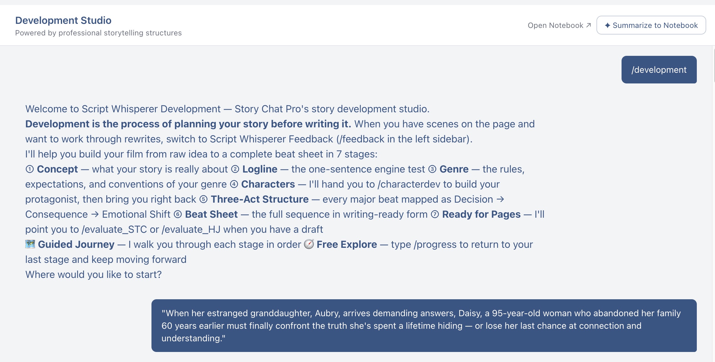 StoryChatPro Development Studio interface